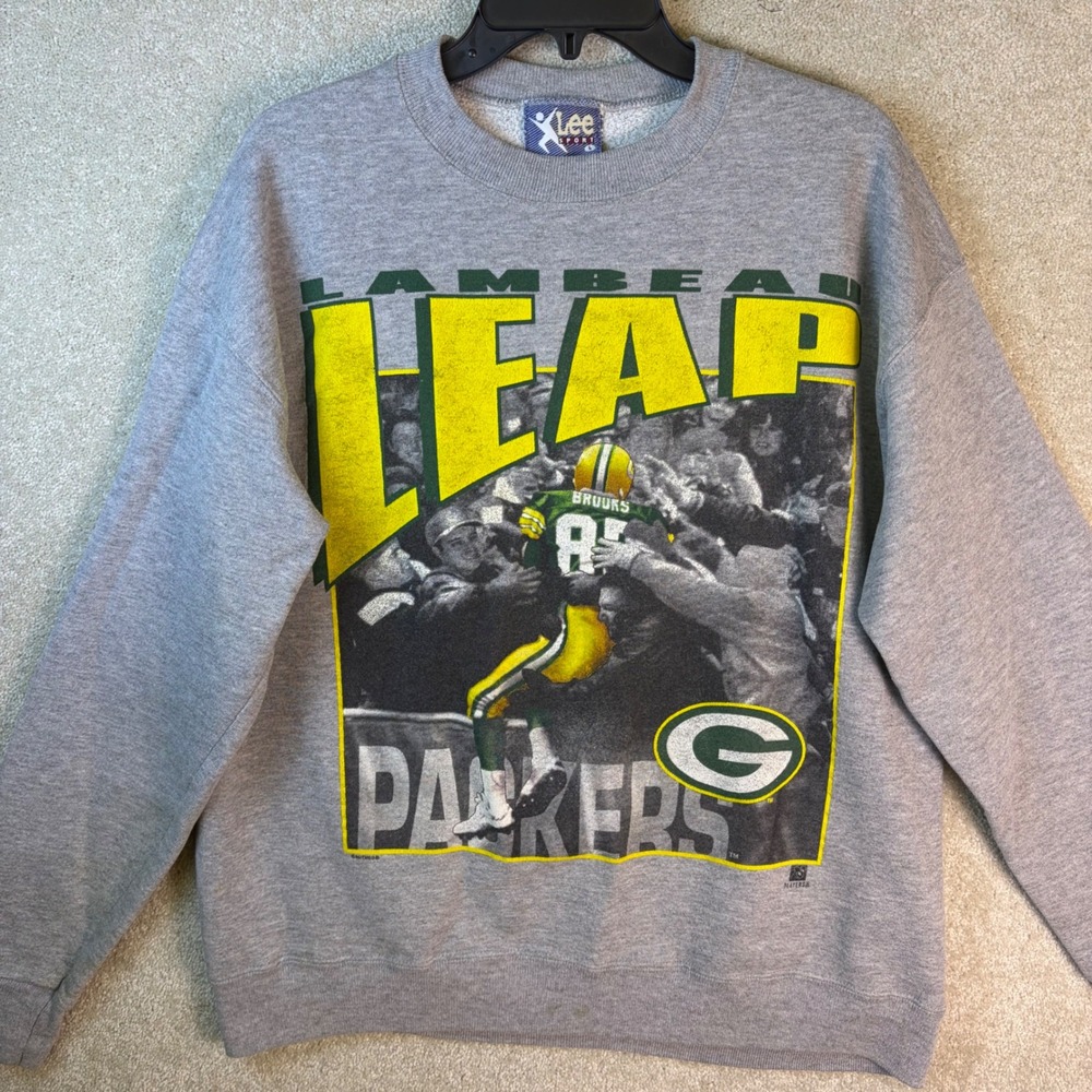 Green Bay Packers Lambeau Leap Robert Brooks Sweatshirt Mens Large Nutmeg Lee